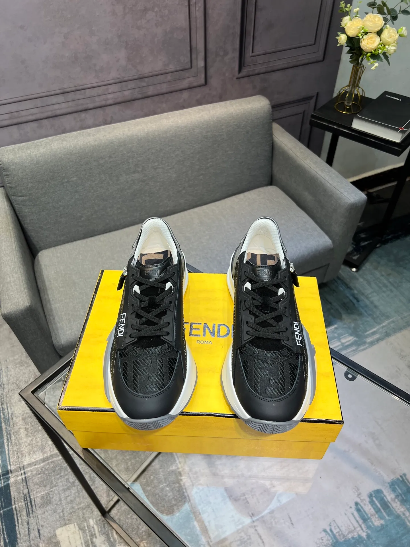Men's shoes 💰540 FENDI men's fashionable casual shoes 👟Hot sale🔥 Official website 1:1 replica ⬆️Original quality - original leather - original breathable mesh lining original outsole 1:1 replica, code number 38-44 (45-46 customized)